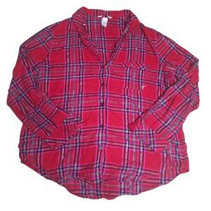 Victoria's Secret Red Plaid Holiday Pajamma Top Size Medium